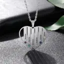 A Personalized Hollowed-out Heart-shaped Diamond Necklace With 4 Diamonds That Can Be Engraved view 1