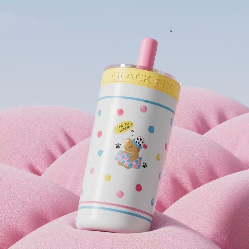 Car Mounted Coffee Cup with Straw - Portable Leak Proof Travel Mug for Auto Drink Holder
