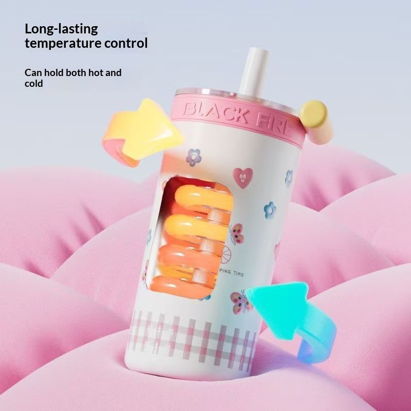 Car Mounted Coffee Cup with Straw - Portable Leak Proof Travel Mug for Auto Drink Holder 4