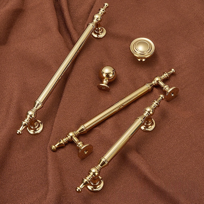 Brass French-style Bright Gold Cabinet Door Wardrobe And Drawer Pull Handles