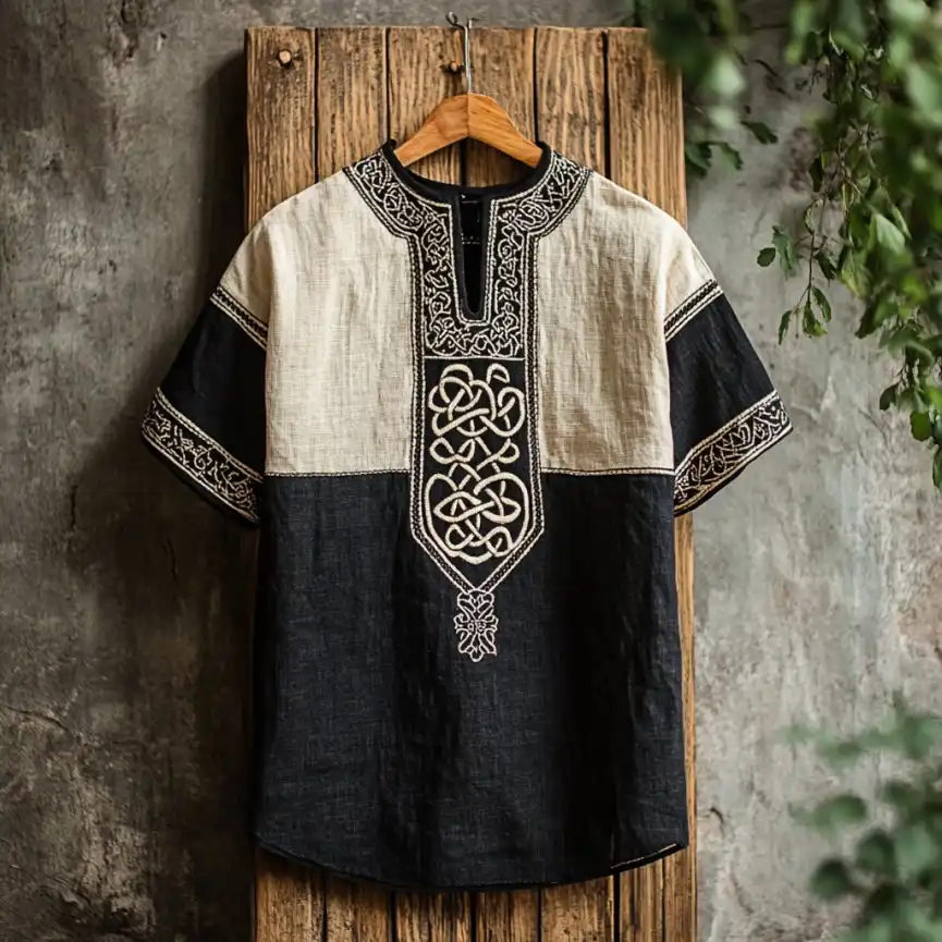 Summer Men's Linen Short Sleeve Loose Casual Top