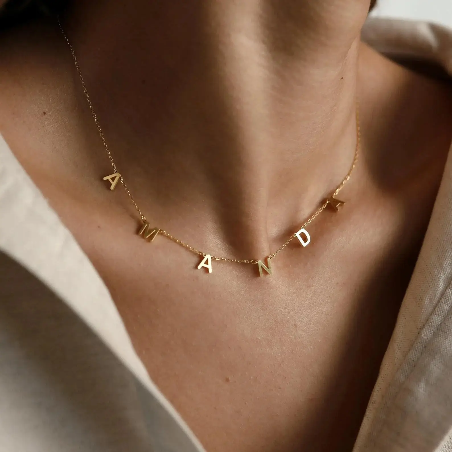 Women's Personalized Name Pendant Necklace Initial Chain Friendship Gift