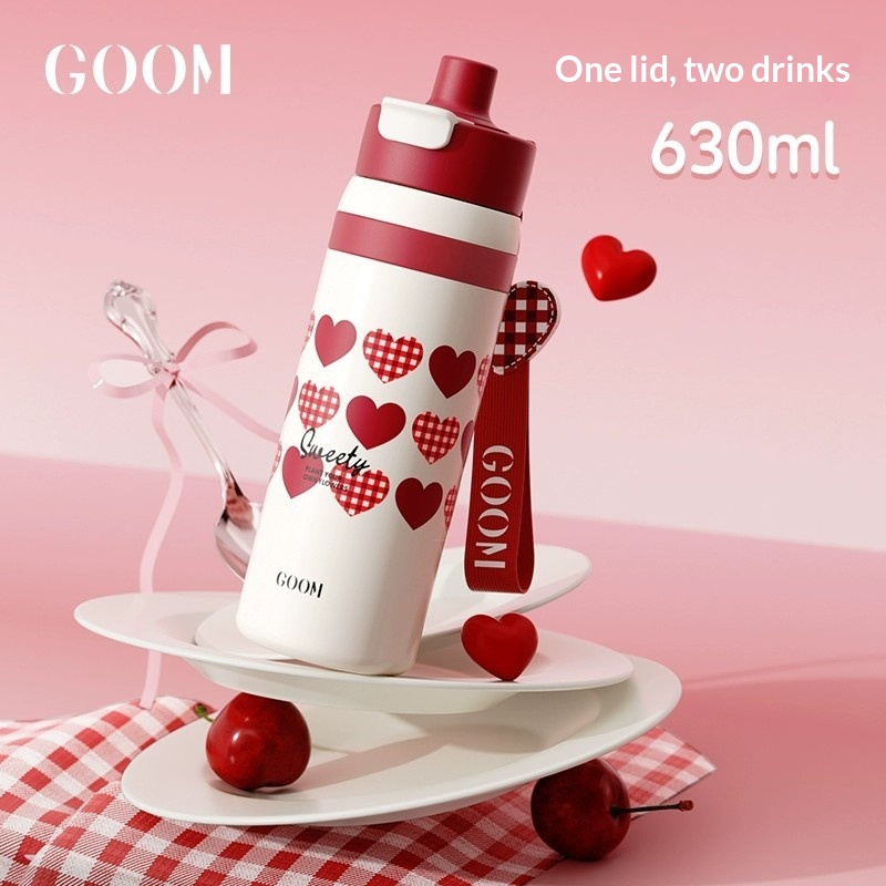 High Appearance Large Capacity Straw Water Bottle With A Carrying Strap