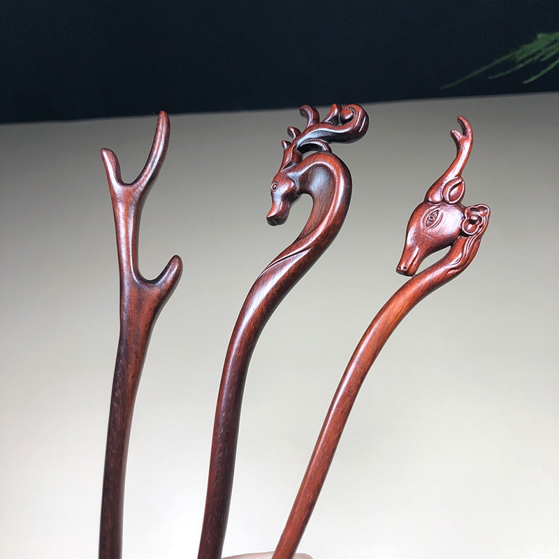 Rosewood Deer-antler Hairpin For Women