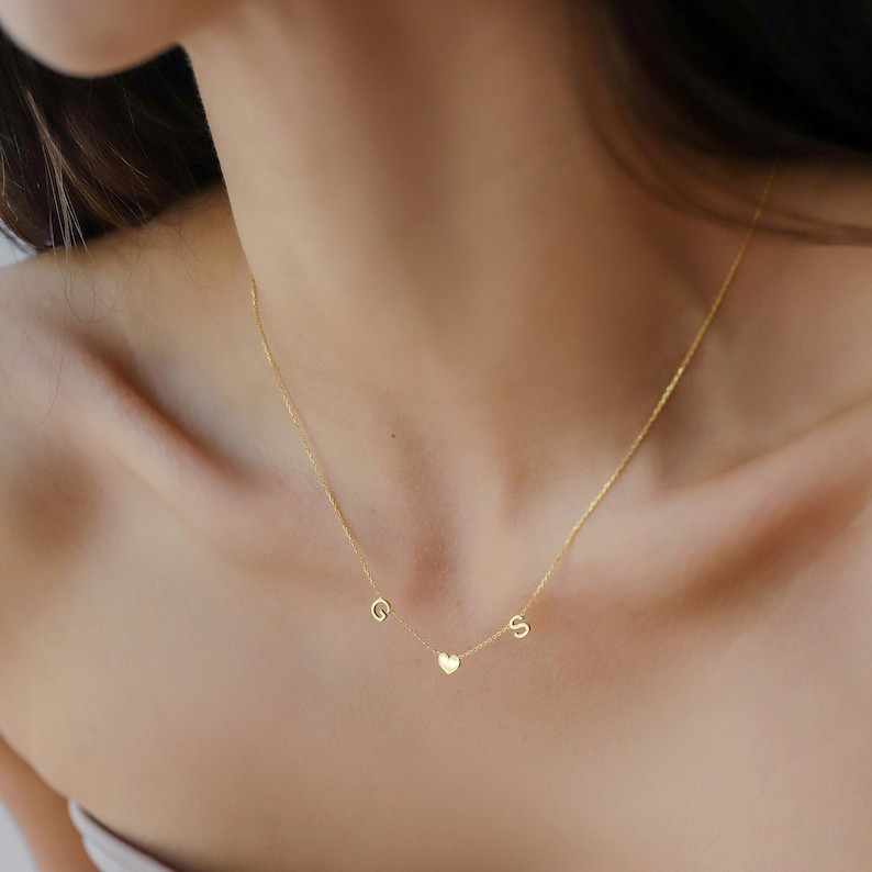 Stainless Steel Heart Pendant Letter Necklace