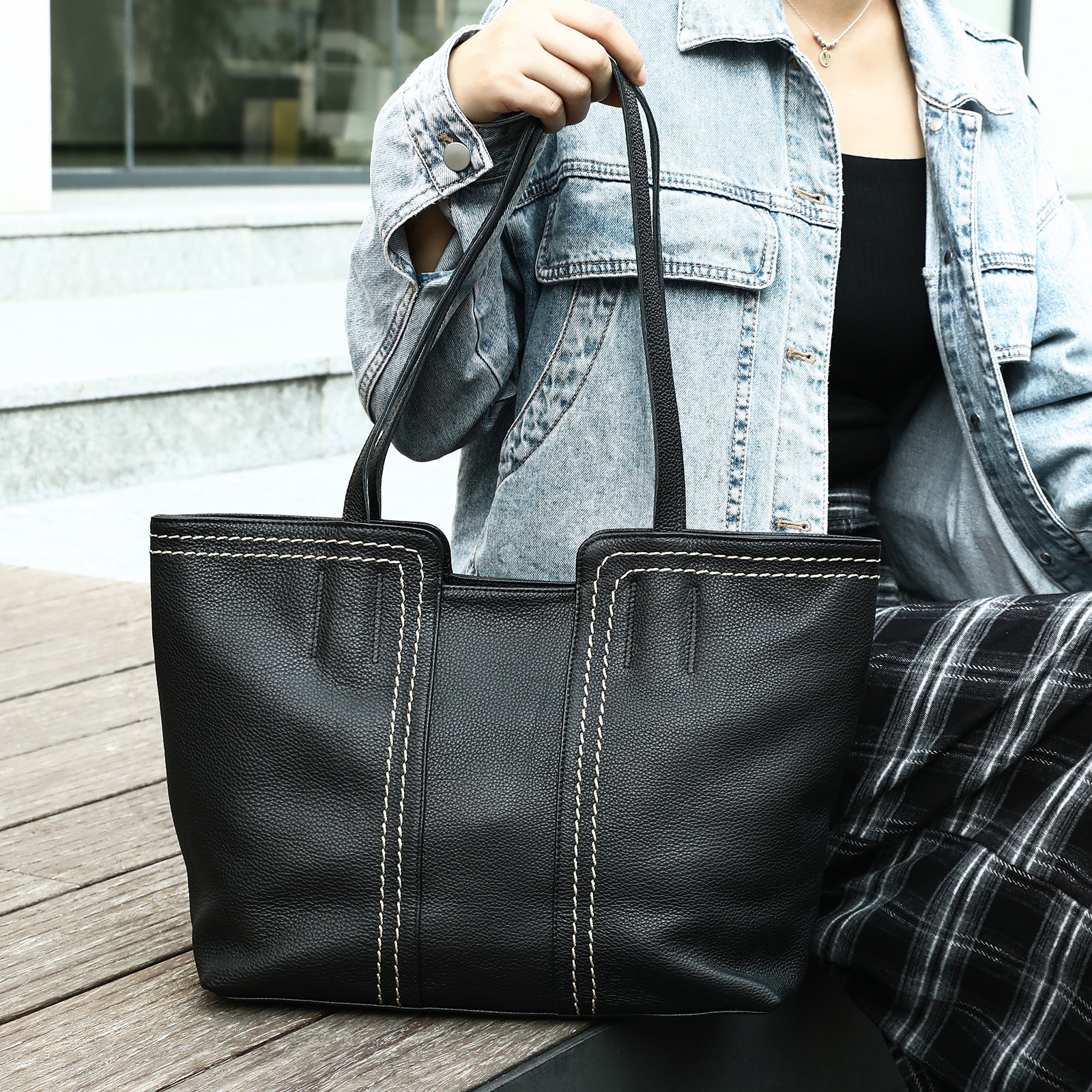 Sophisticated Soft Cowhide Tote Bag