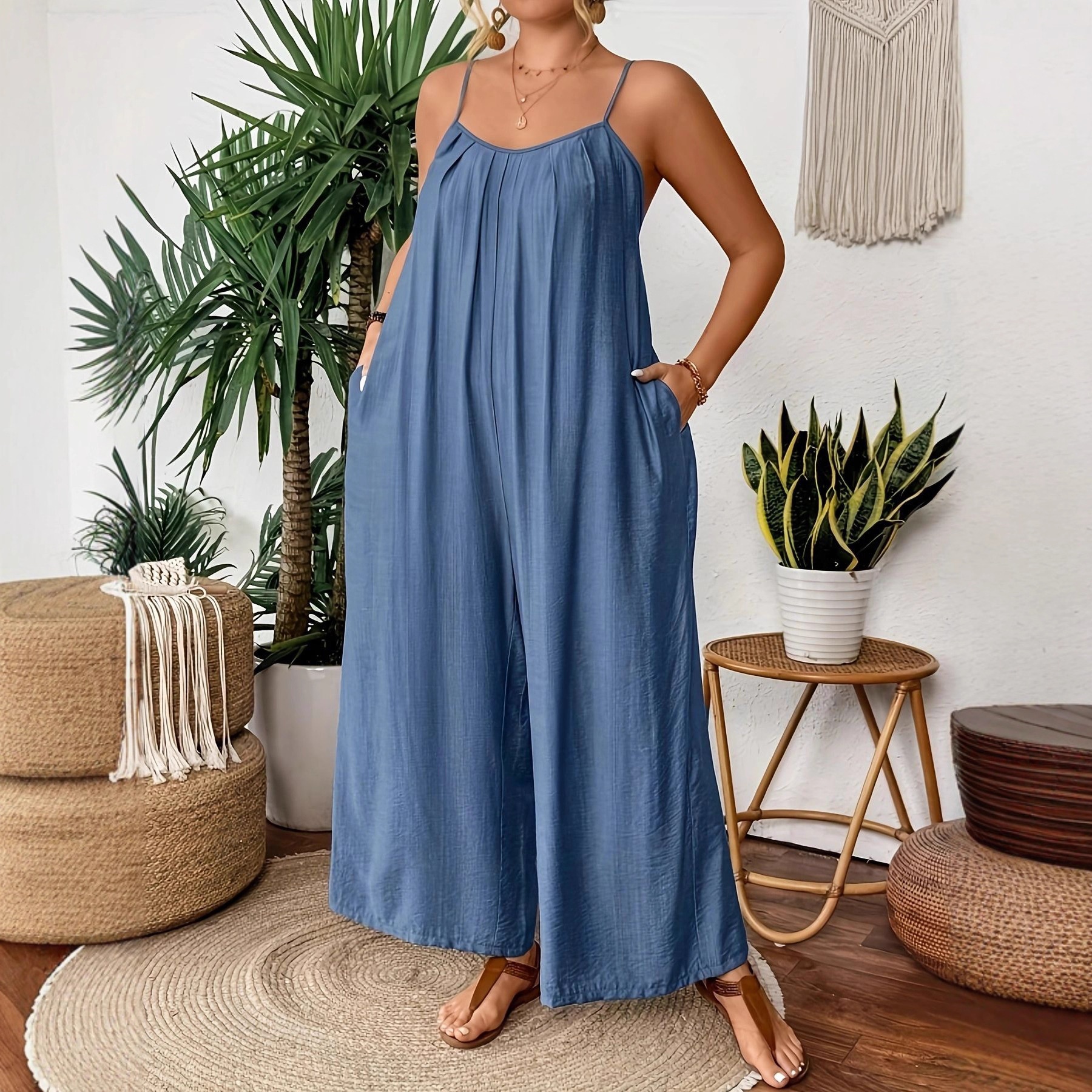 Chic Casual Strap Wide-leg Jumpsuit