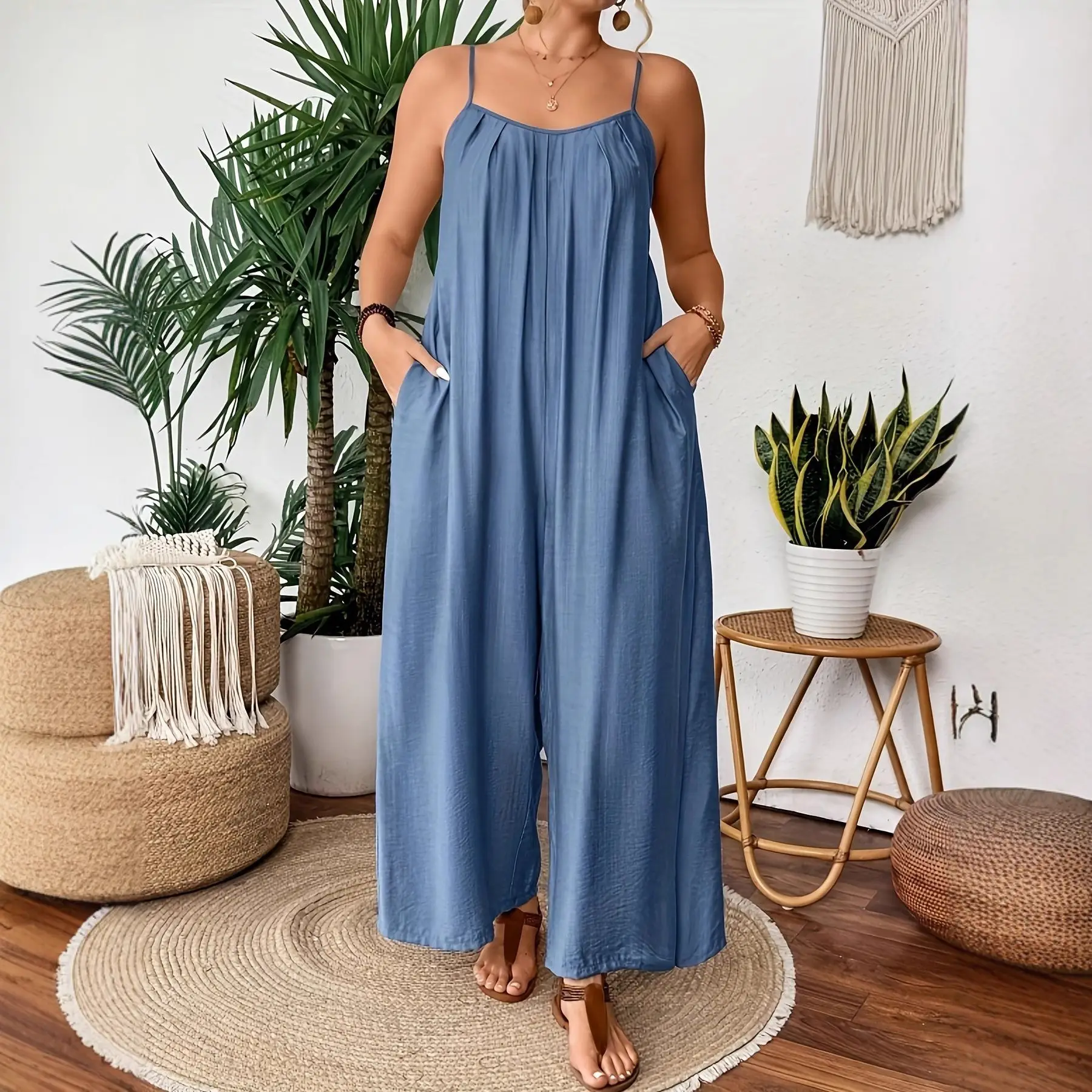 Chic Casual Strap Wide-leg Jumpsuit