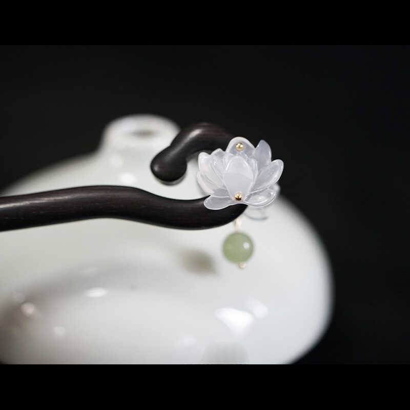 Minimalist New Chinese Style Double Sided Lotus Hairpin Accessory