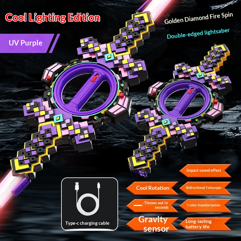 Sparkling Fireblade Dual-Edged Spinning Retractable Toy For Children — foto 2