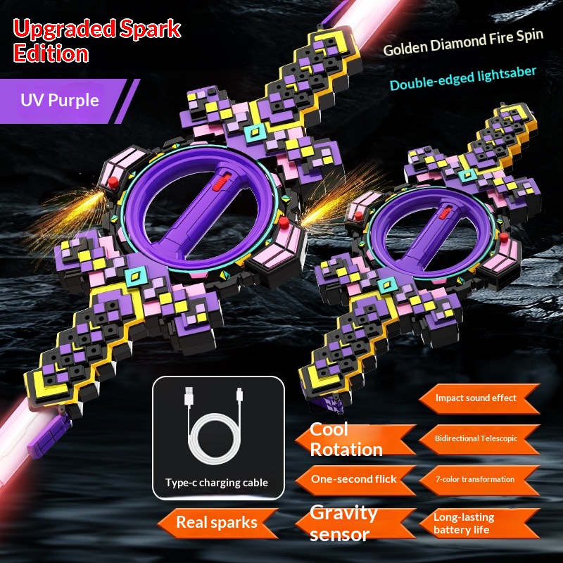 Sparkling Fireblade Dual-Edged Spinning Retractable Toy For Children — foto 7