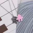 Korean-style Puzzle Alphabet Patchwork Pendant Necklace view 1