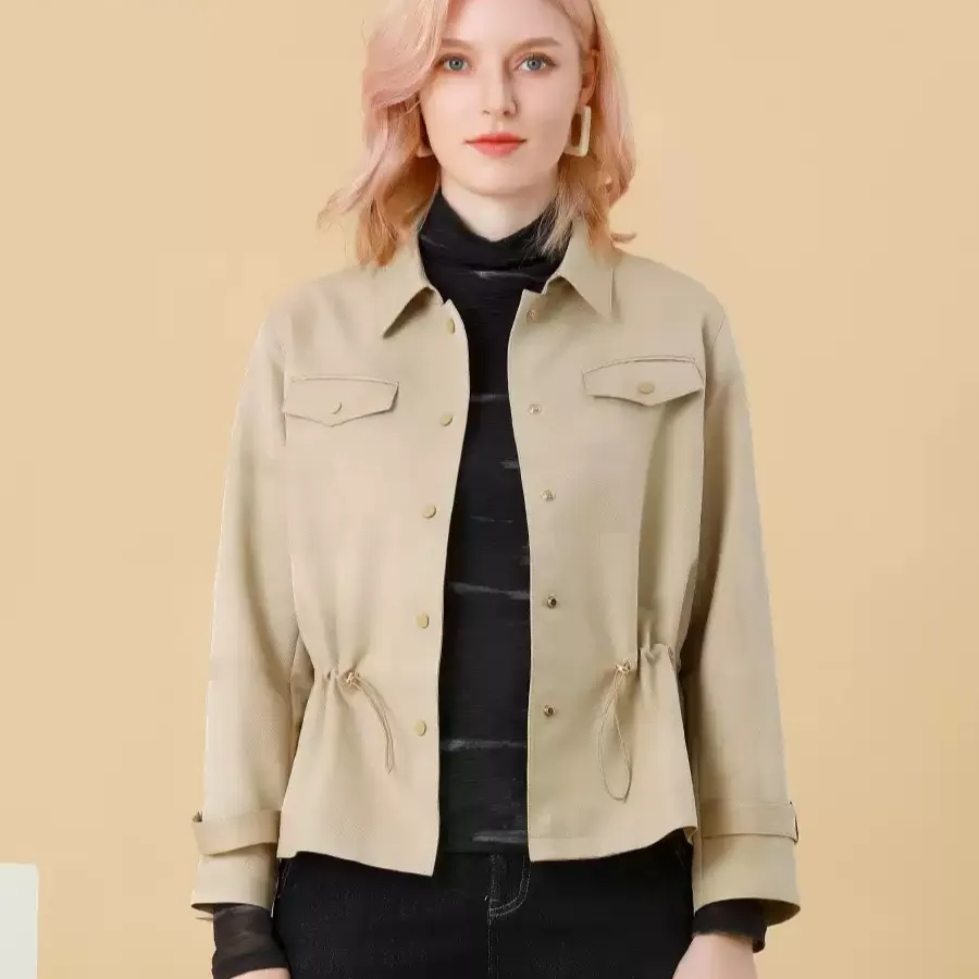 Stylish Minimalist Solid-color Short Trench Coat