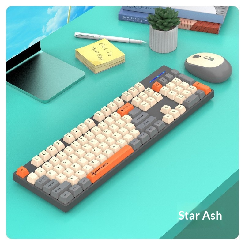 Cross-border 18-Step Crossing W1060 24G Wireless Three-Piece Color Keyboard And Mouse Set 5