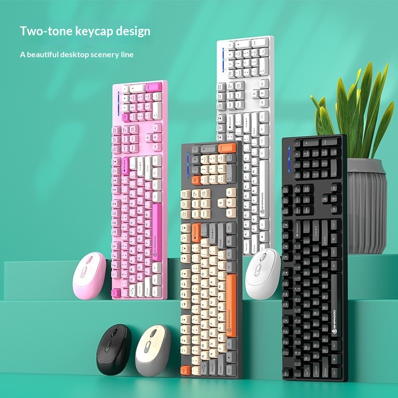 Cross-border 18-Step Crossing W1060 24G Wireless Three-Piece Color Keyboard And Mouse Set 2