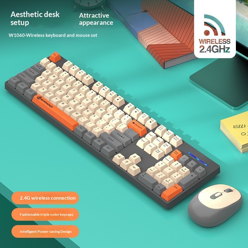 Cross-border 18-Step Crossing W1060 24G Wireless Three-Piece Color Keyboard And Mouse Set 8