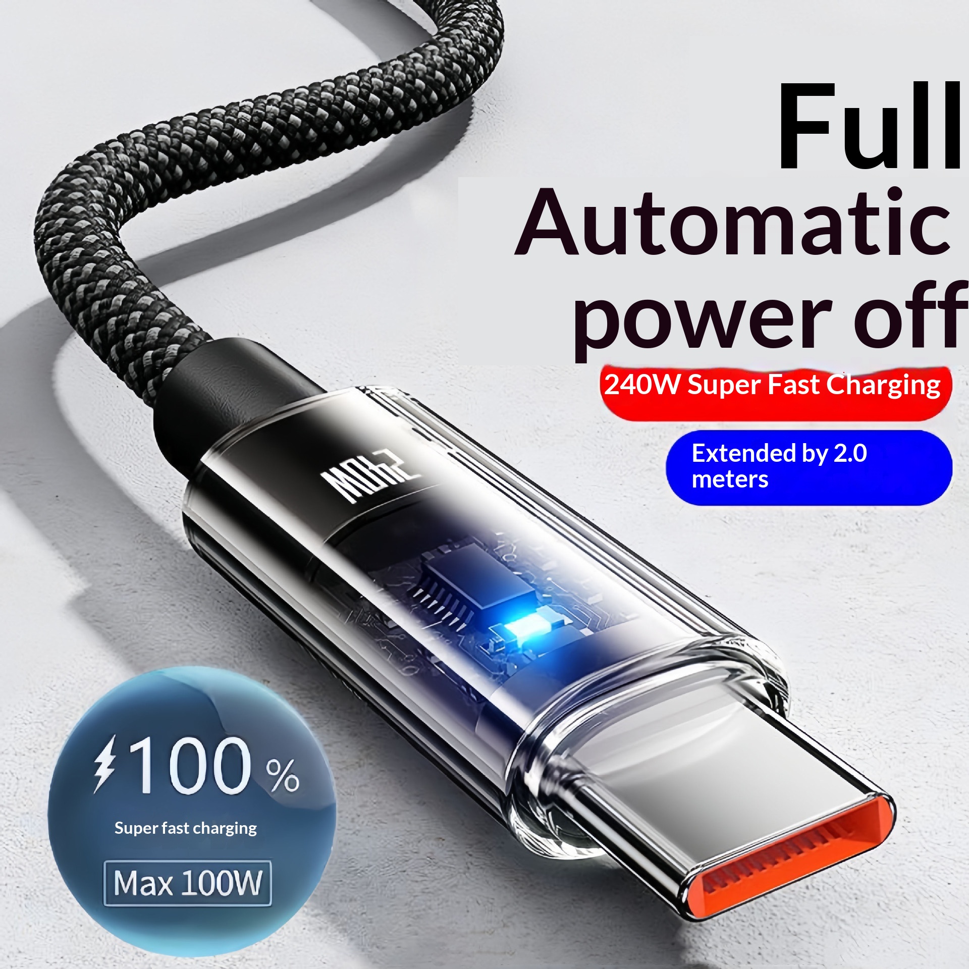 240W Fast-charging Data Cable For Smartphones And Car Use 3