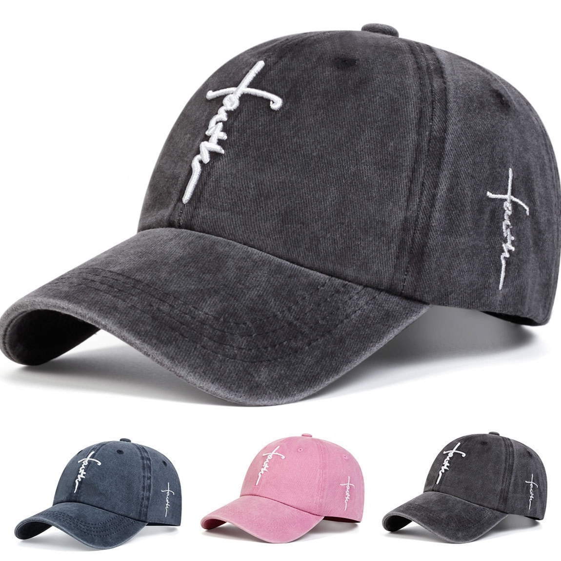 Embroidered Faith Cross Baseball Cap For Men And Women — image 1