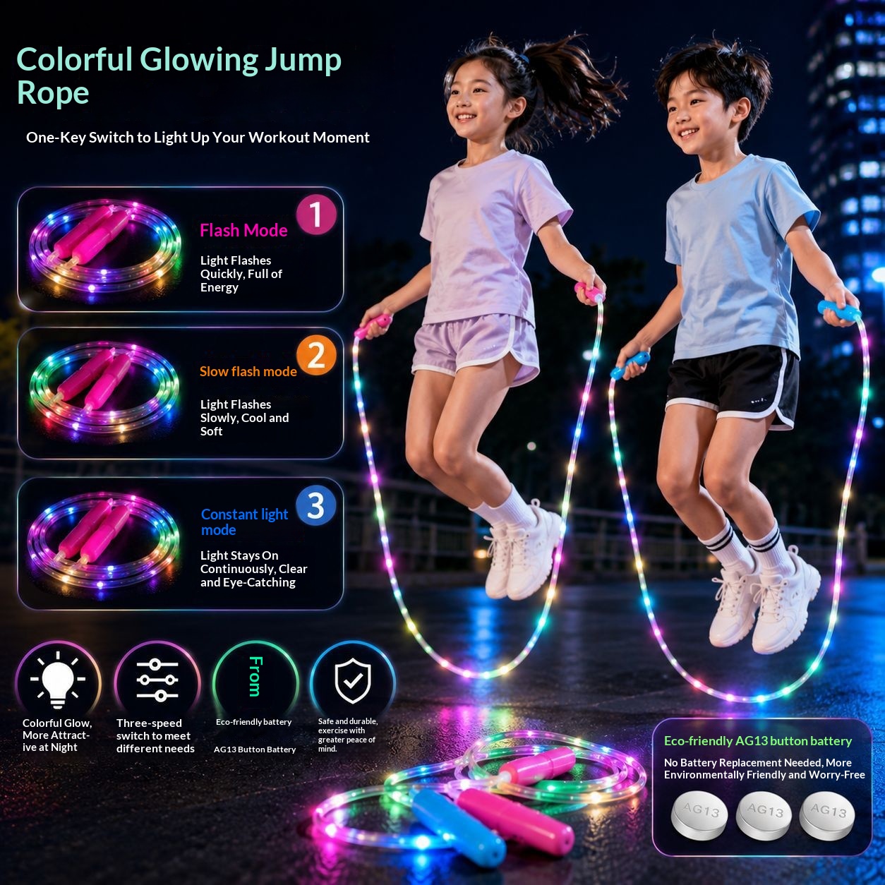 Three-speed Variable Frequency Colorful Luminous Skipping…