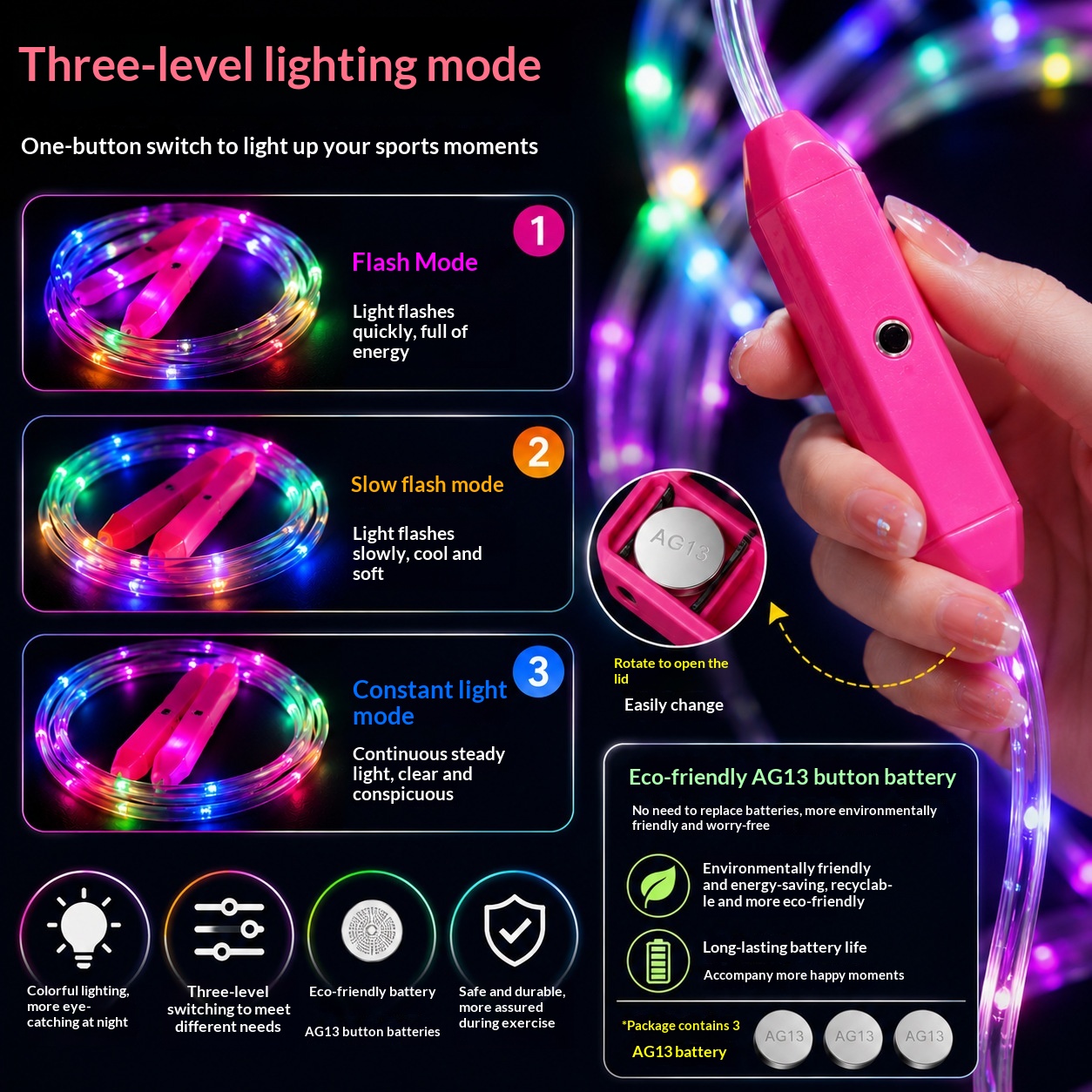 Three-speed Variable Frequency Colorful Luminous Skipping…
