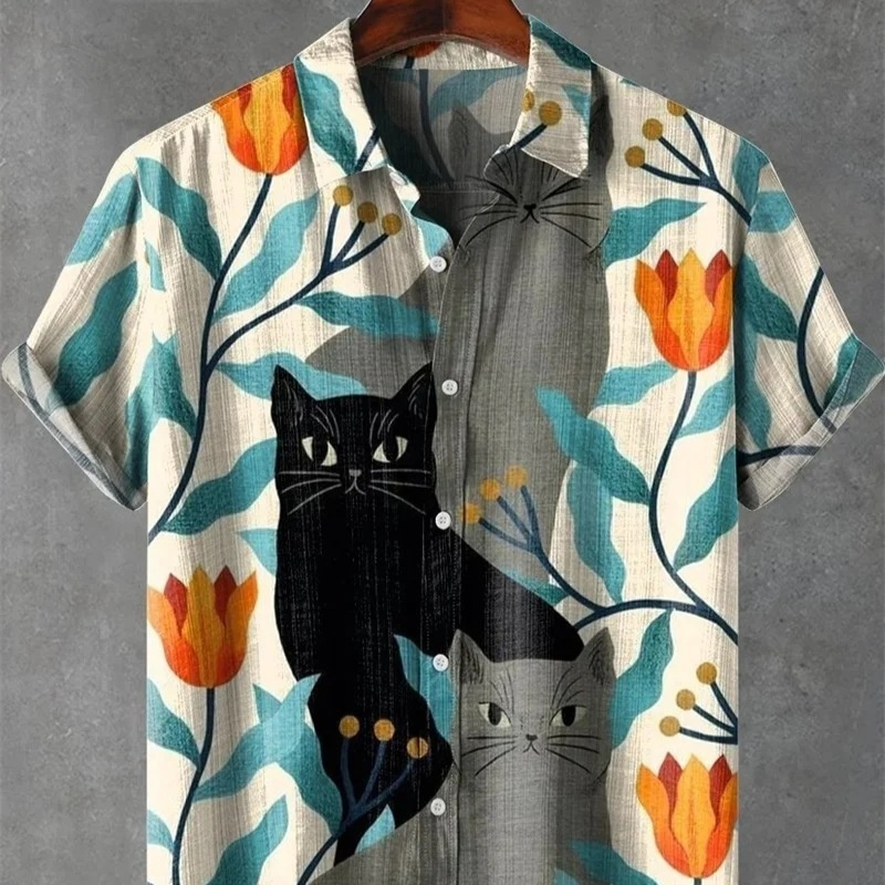 Summer Printed Mens Short Sleeve Shirt