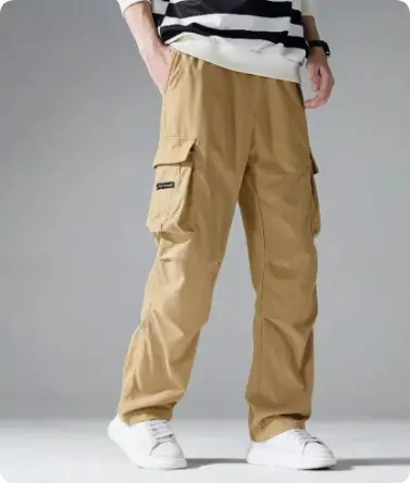 Mens Springautumn Workwear Pants, Multi-pocket Casual Trousers Long Pants