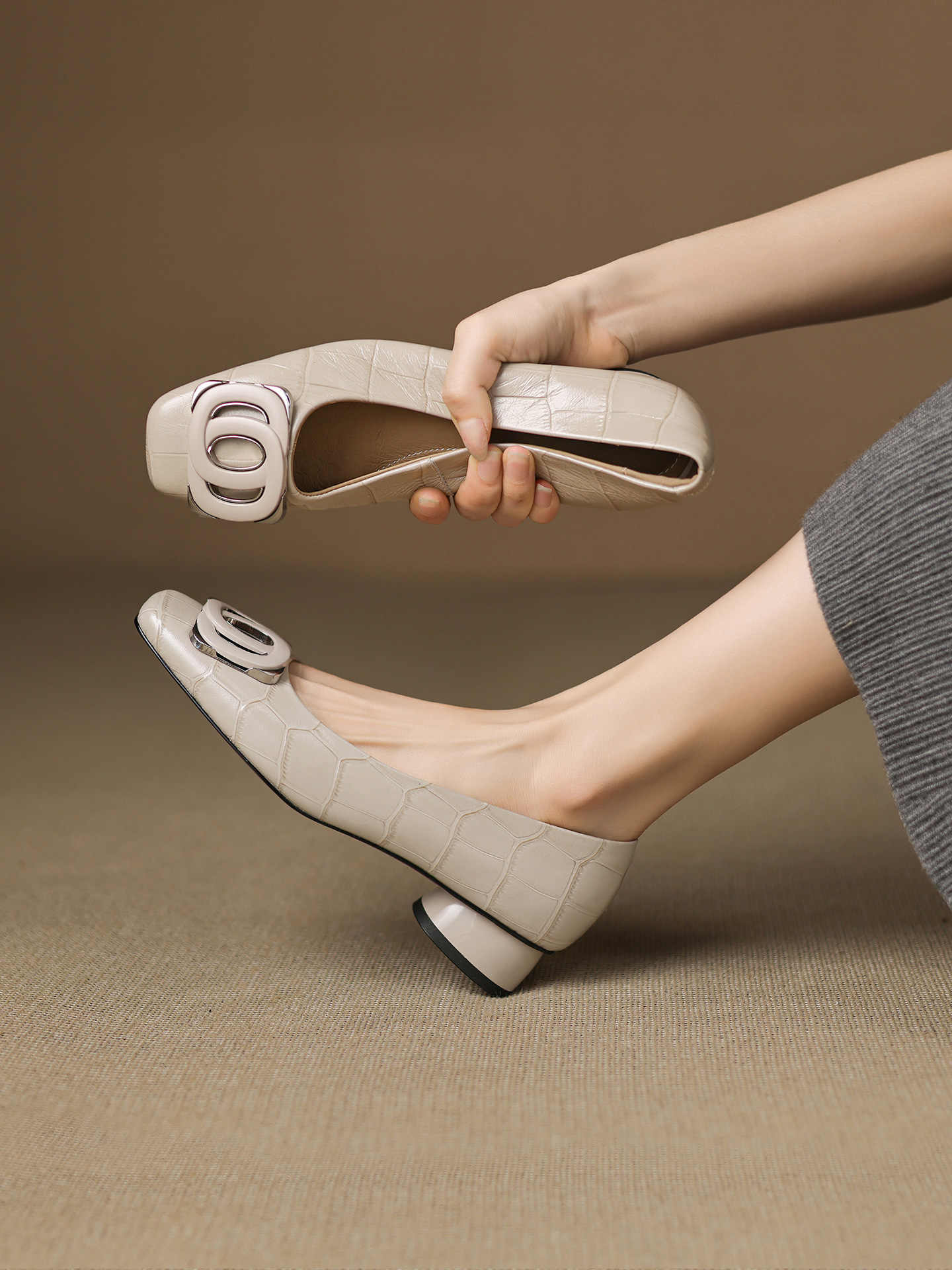 Leather Square Toe Flats, picture 5 of 5
