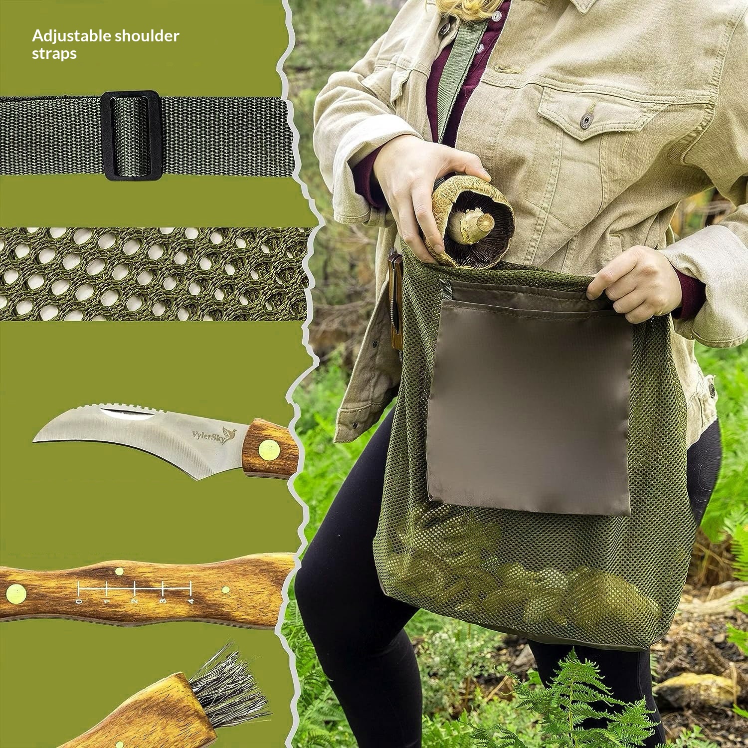 Outdoor Camping Fruit And Vegetable Picking Foraging Bag Mesh Shoulder Bag