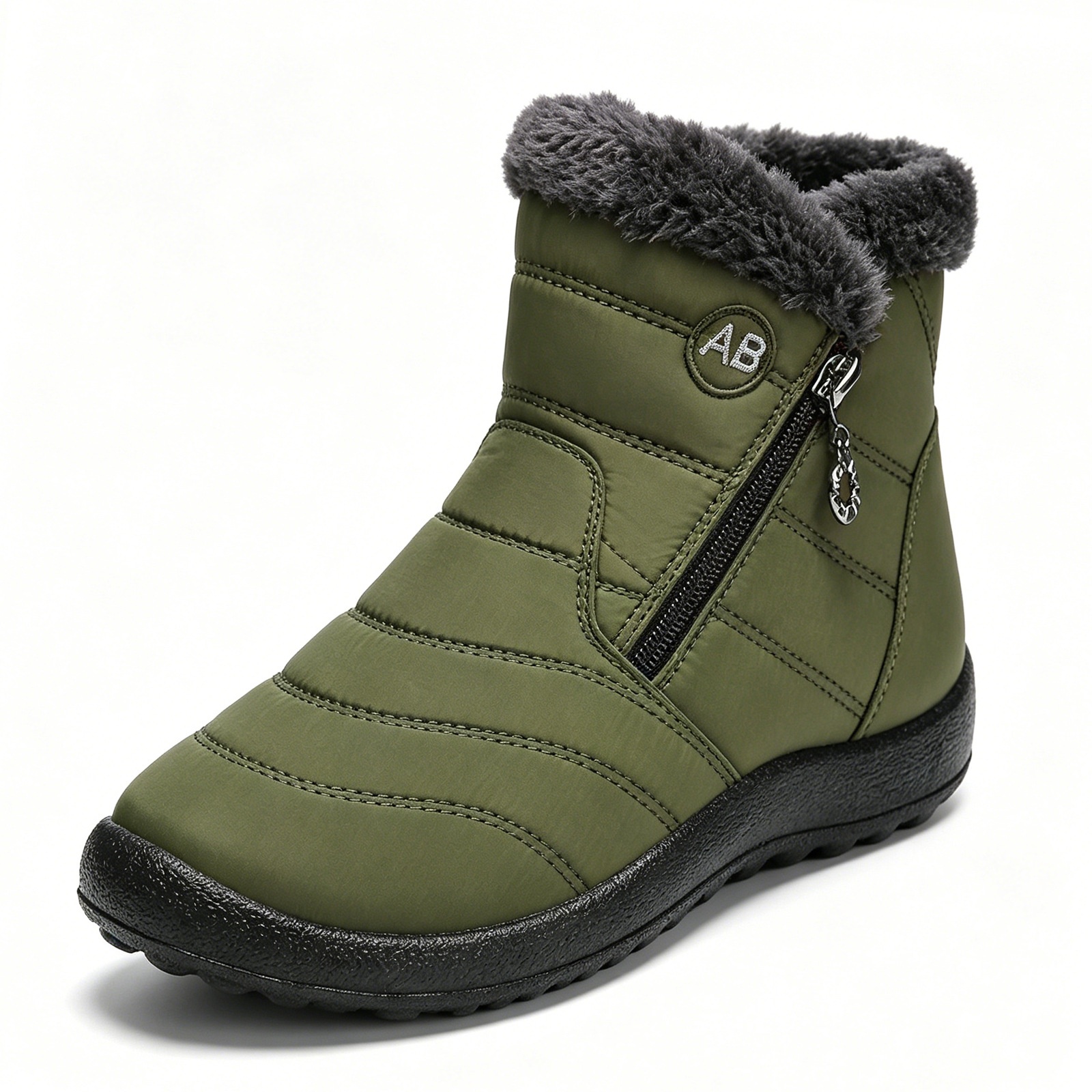 Warm Ladies Snow Boots, Women's Side Zipper Waterproof Cotton Boots