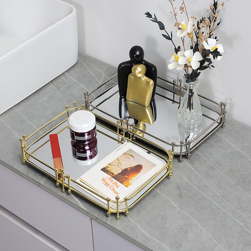 New Light-luxury Wrought-iron Tray With A Metal Base