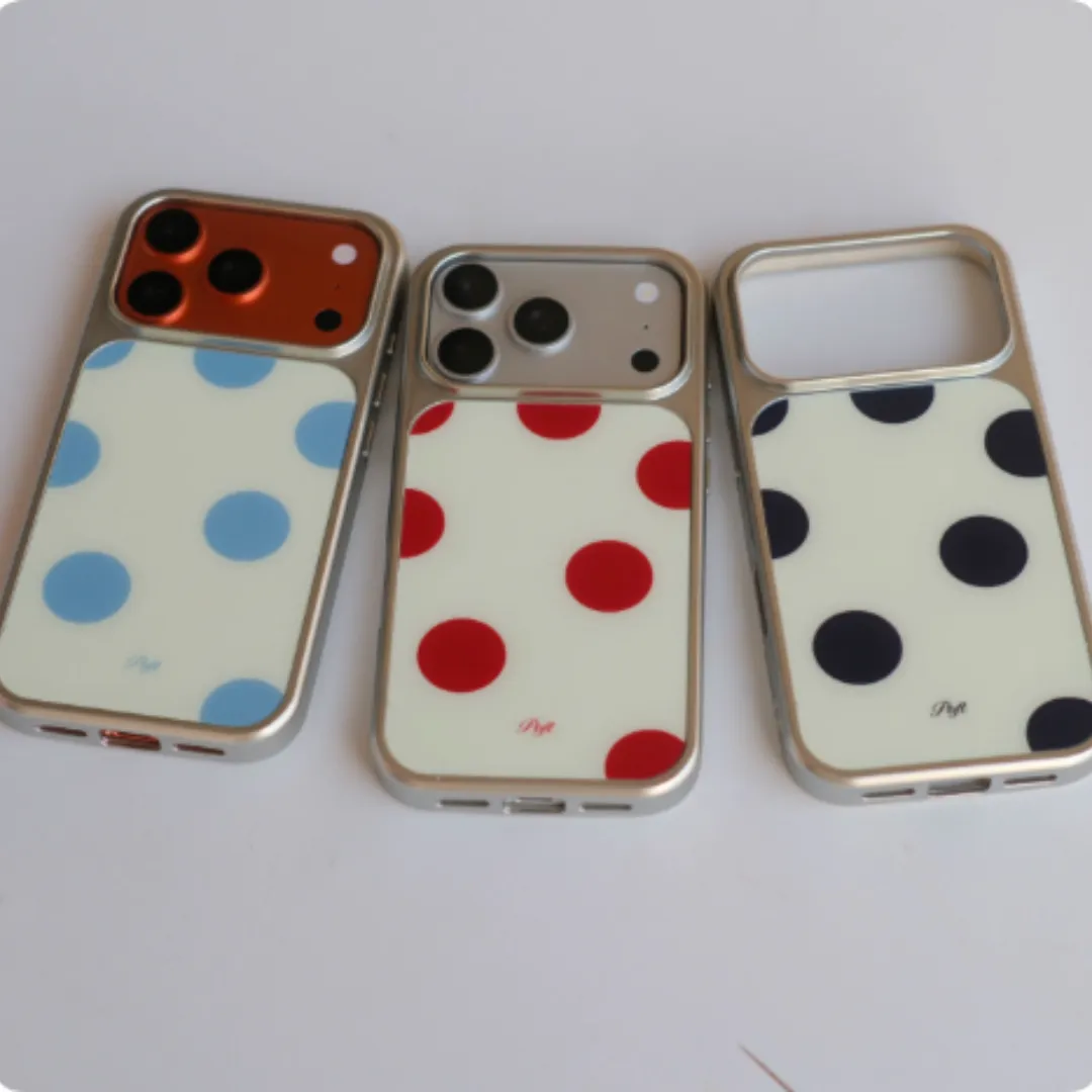 Christmas Retro Polka Dot Frosted Glass Phone