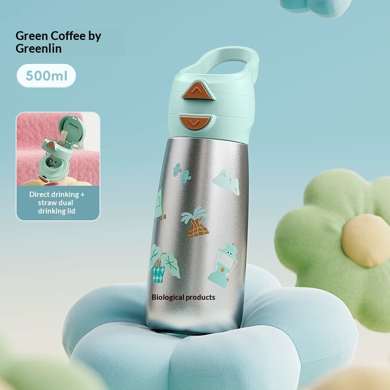Infant And Toddler Direct-Drinking Gravity Ball Straw Cup Green Coffee by Green