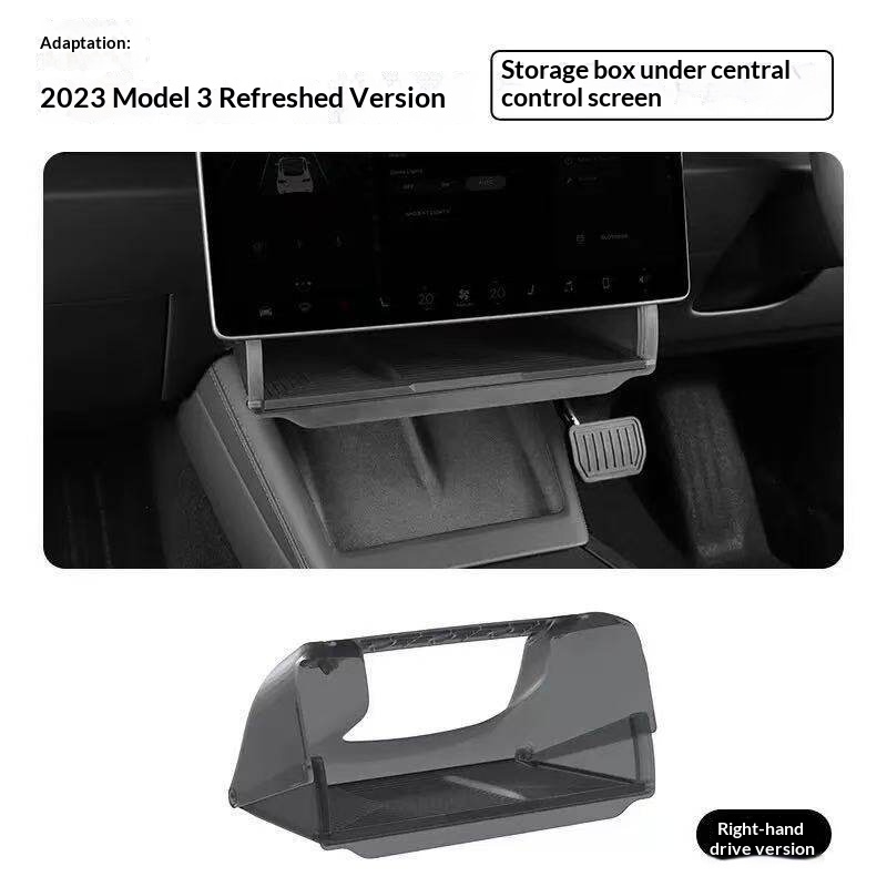 Retractable Storage Compartment For Car Accessories Under The Central Control Screen 2