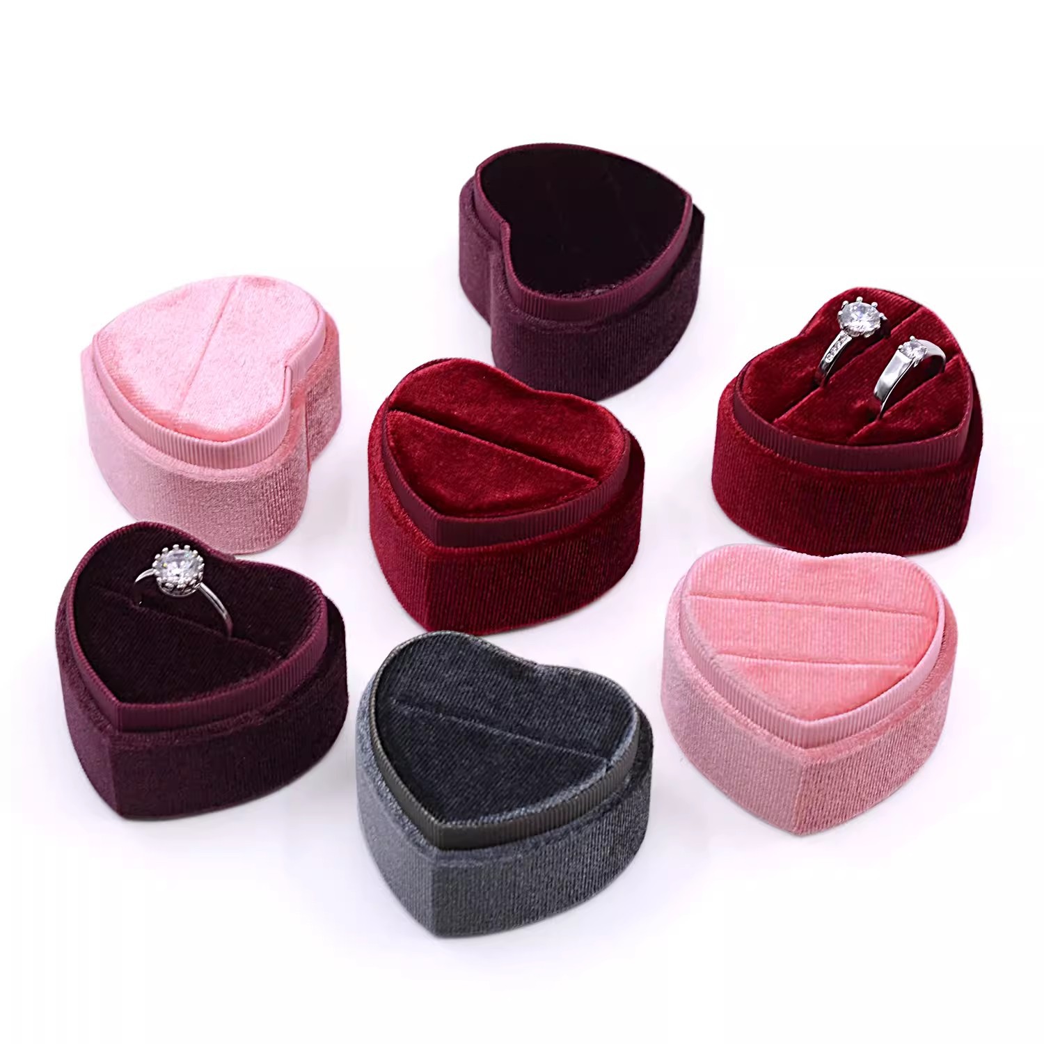 Jewelry Corduroy Heart-shaped Ring Box