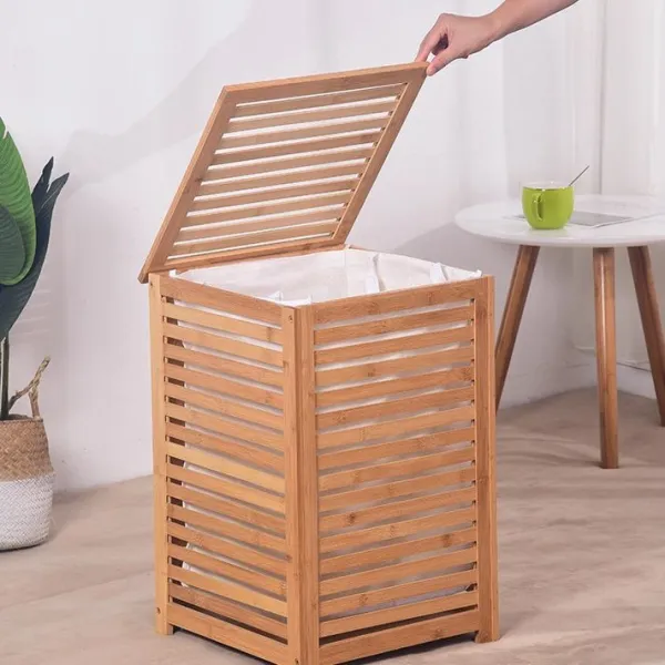 Bamboo Laundry Hamper with Lid & Liner