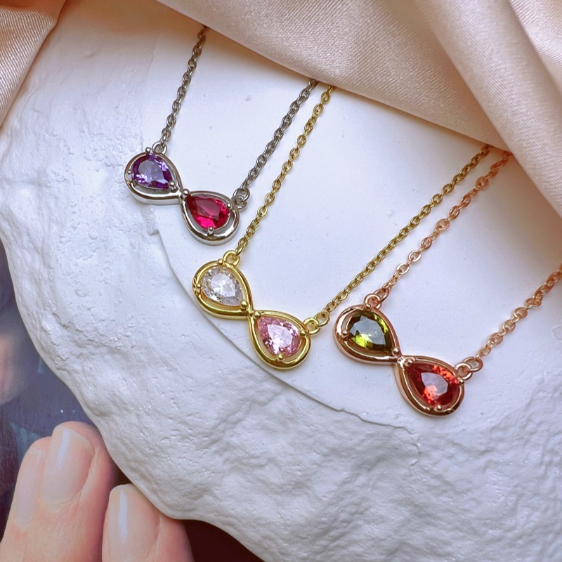 Waterdrop Pear Shaped Birthstone Simple Pendant Necklace