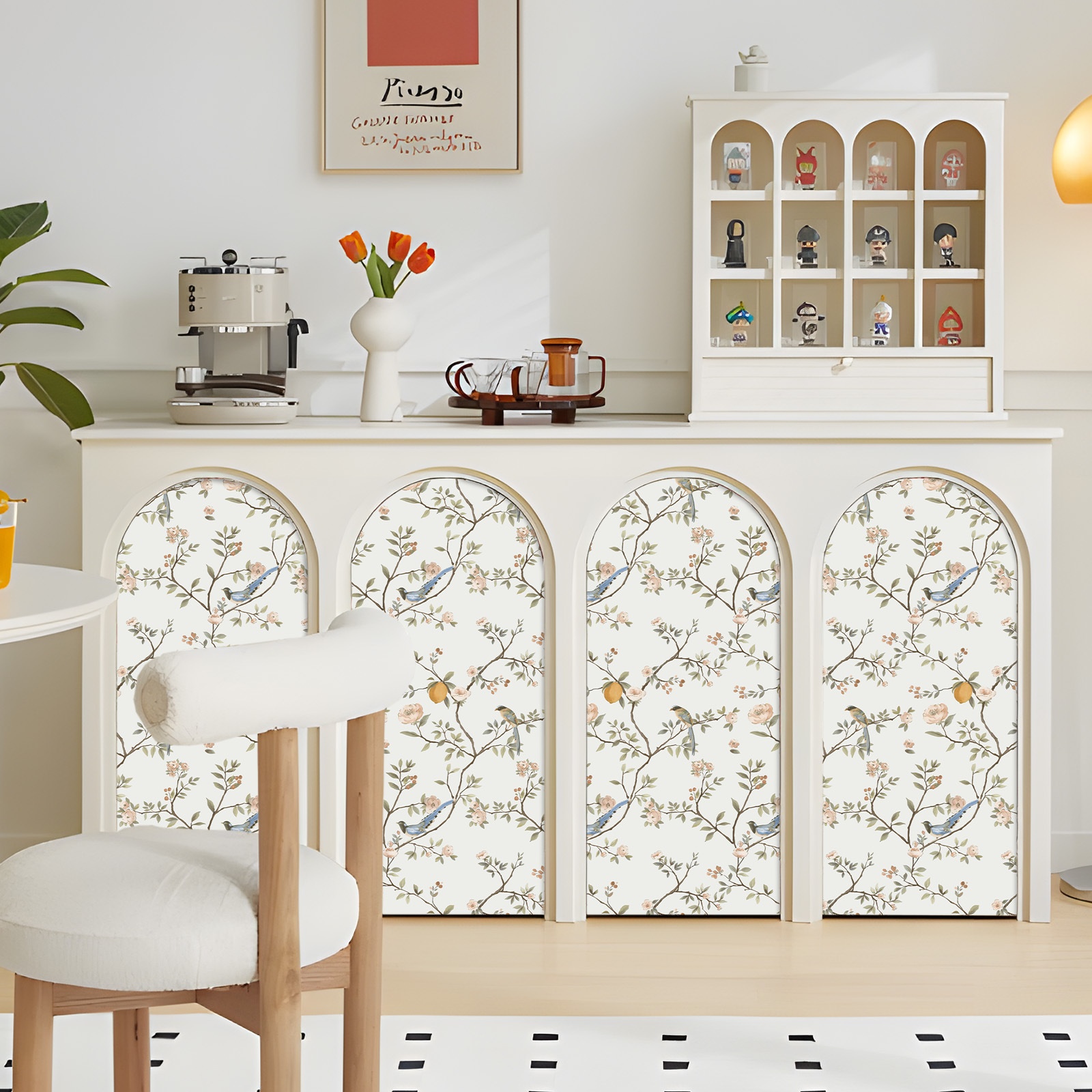 Self Adhesive Thick French Country Inspired Floral And Bird Wallpaper