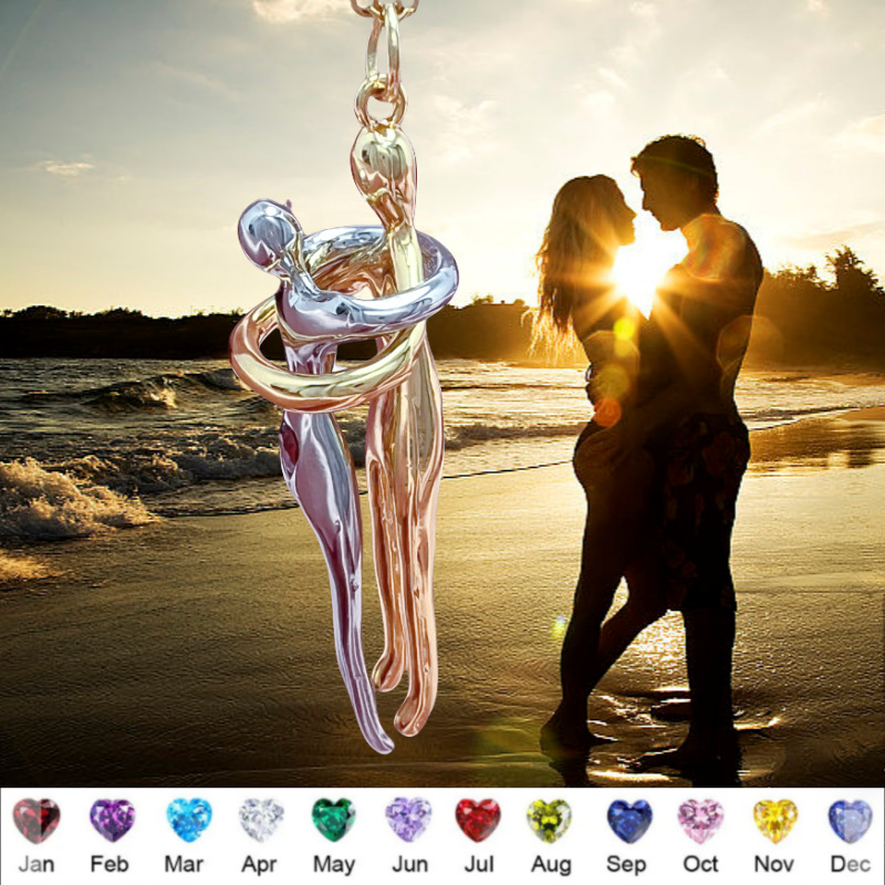 Double Embrace Couple Necklace Pendant For Men And Women