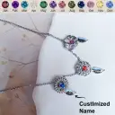 New 12 Birthday Flower Birthstone Name Rotating Necklace view 3