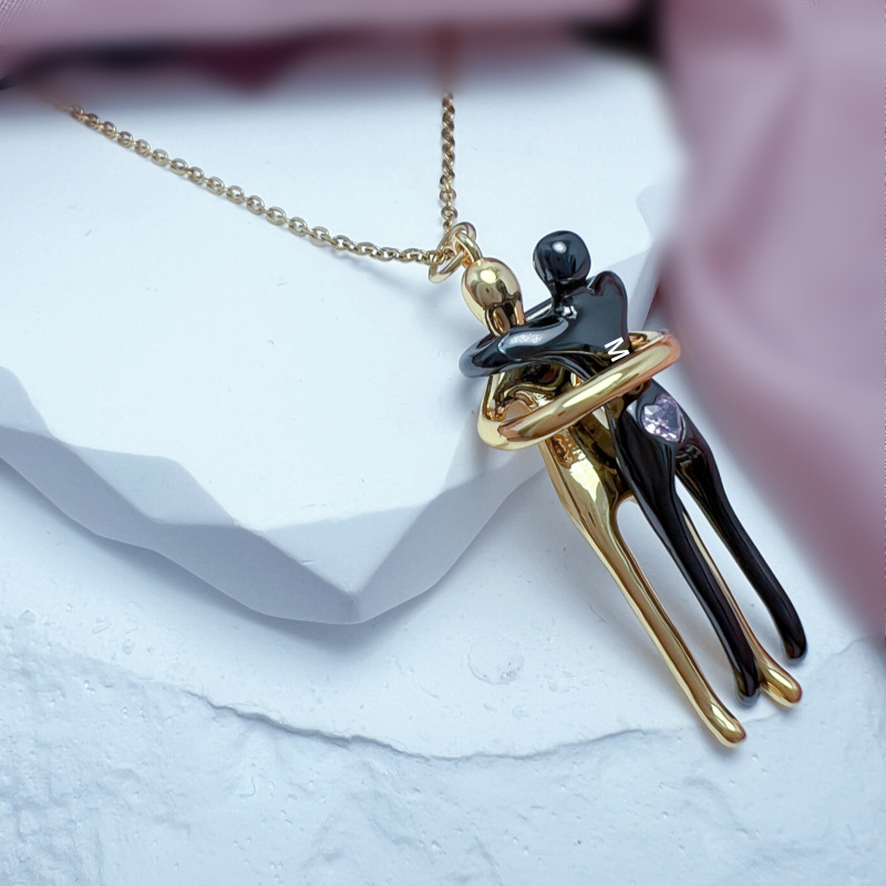 Double Embrace Couple Necklace Pendant