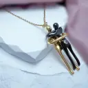 Double Embrace Couple Necklace Pendant For Men And Women view 4