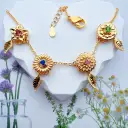 New 12 Birthday Flower Birthstone Name Rotating Necklace view 7