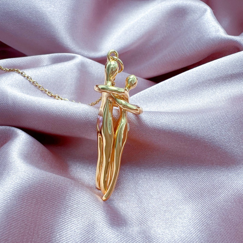Double Embrace Couple Necklace Pendant For Men And Women