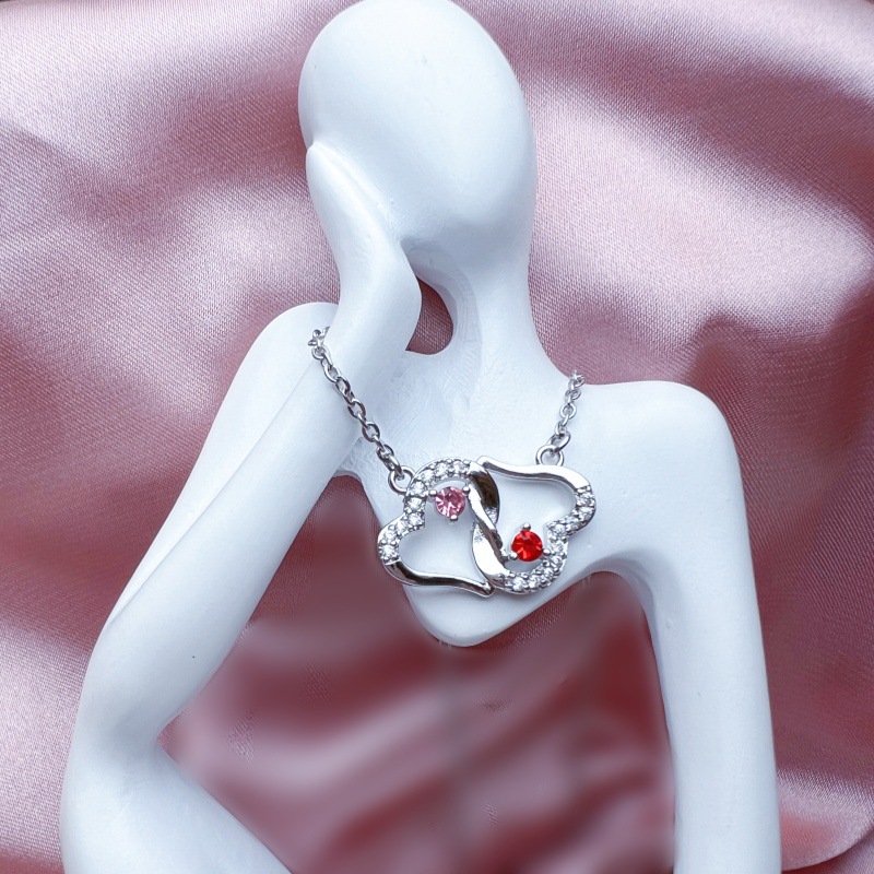 Heart To Heart Double Love Birth Stone Name Classic Necklace
