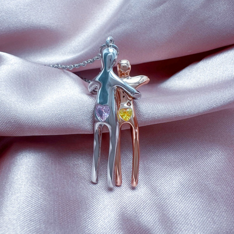 Double Embrace Couple Necklace Pendant For Men And Women