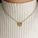 New Heart-shaped Diamond Inlaid Birthstone Pendant Necklace view 3