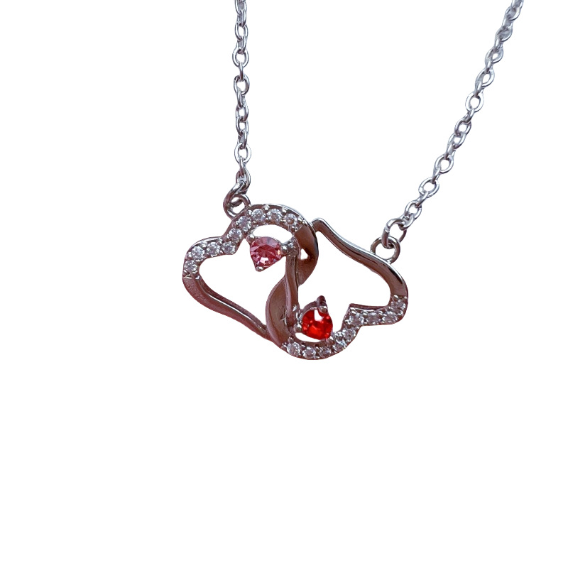 Heart To Heart Double Love Birth Stone Name Classic Necklace