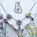 New 12 Birthday Flower Birthstone Name Rotating Necklace view 8
