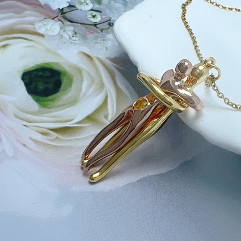 Double Embrace Couple Necklace Pendant