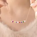 Simple Circular Rainbow Zircon Birthstone Necklace view 4
